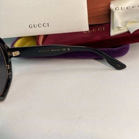 New Authentic GG1064s 002 GUCCI  Acetate Square Frame GG1064S Sunglasses Black - Picture 12 of 14